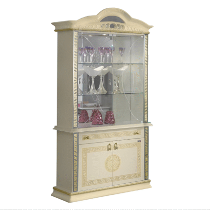 New Venus Versace Design Beige and Gold Italian 2 Door (Vitrine) Display Cabinet Ben Company