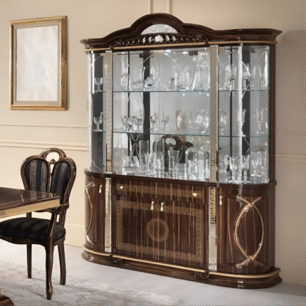 New Venus Versace Desing 4 Doors (Vitrine) Display Unit Walnut / Gold Ben Company