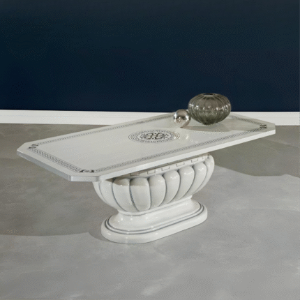New Versace Design Italian Aurora Coffee Table White/Silver H2O Design
