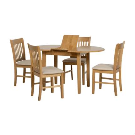 Oxford Extending Dining Set in Natural Oak/Mink Microsuede
