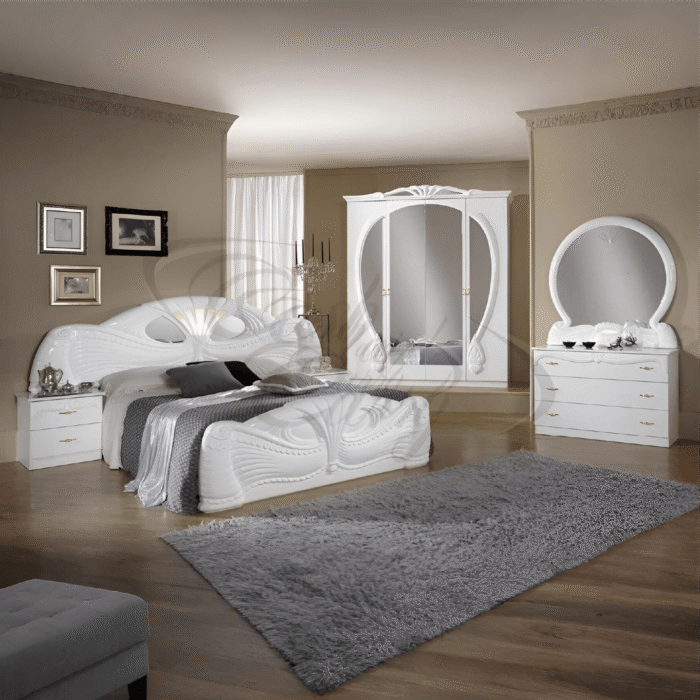 Pamela 4D White Italian Bedroom Set