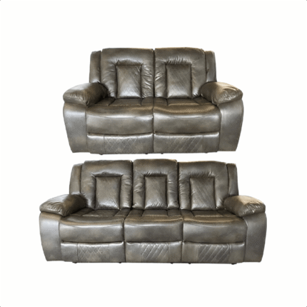 Paris 3+2 seater  Leather Aire recliner sofa Grey