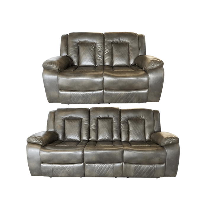 Paris 3+2 seater  Leather Aire recliner sofa Grey
