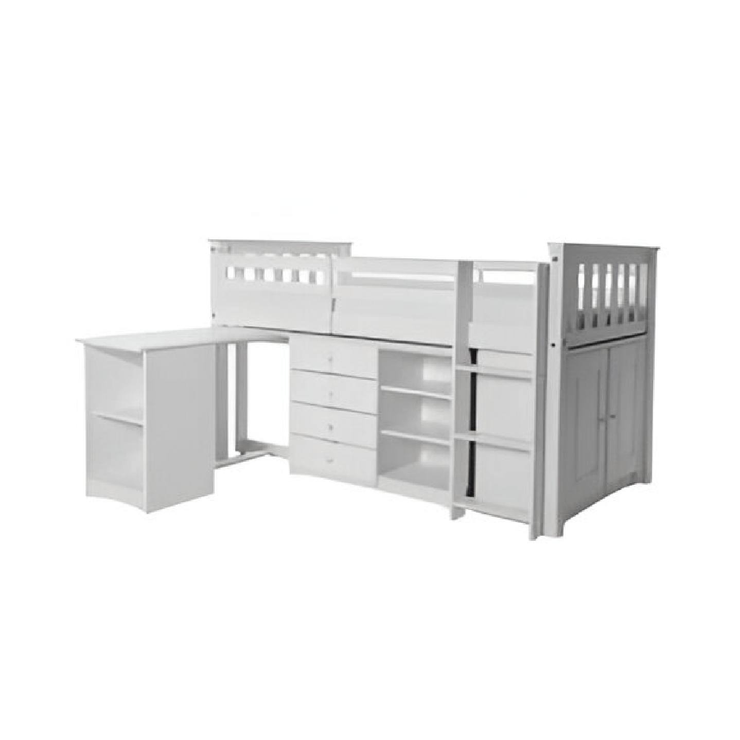 Porto Mid Sleeper Wooden Bunk Frame in white Pine