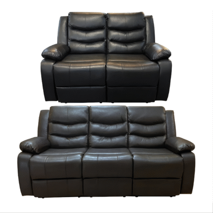 Roma 3+2 Recliner High Quality AIR LEATHER – Black