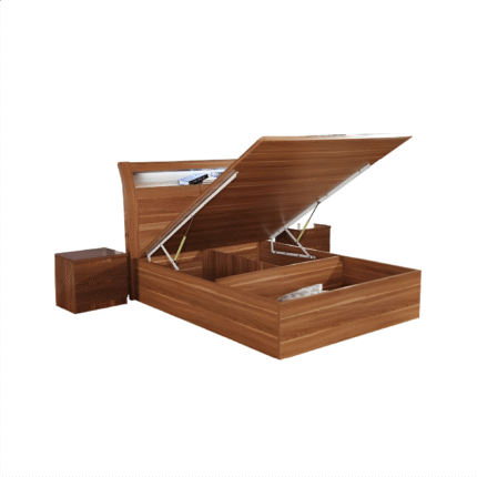 Romeo LED Ottoman/Storage Bed Frame (Walnut)