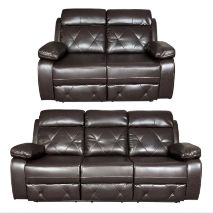 TOBI 3 Seater and 2 Seater Air Leather Recliner Sofa Set - BROWN Colour