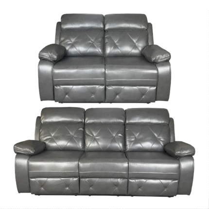 TOBI 3 Seater and 2 Seater Air Leather Recliner Sofa Set - GREY Colour