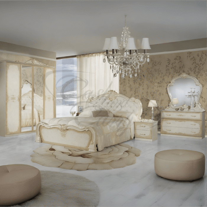Tolouse Italian 4-6 Doors Bedroom Set Beige - Gold