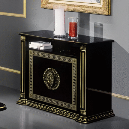 Versace Rosella Style 2 Door SideBoard - Hifi Unit Black-Gold by H2O Design