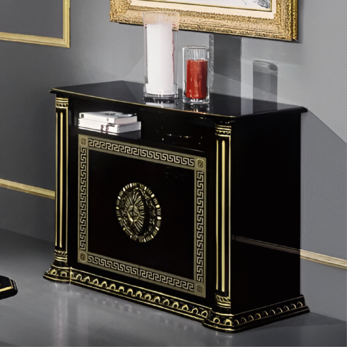 Versace Rosella Style 2 Door SideBoard - Hifi Unit Black-Gold by H2O Design
