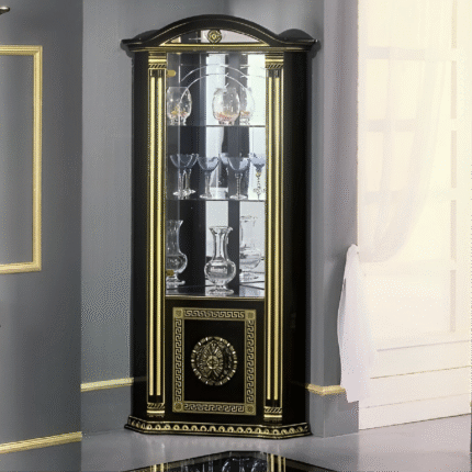 Versace Rosella Style Italian Black Gold Corner Unit H2O Design