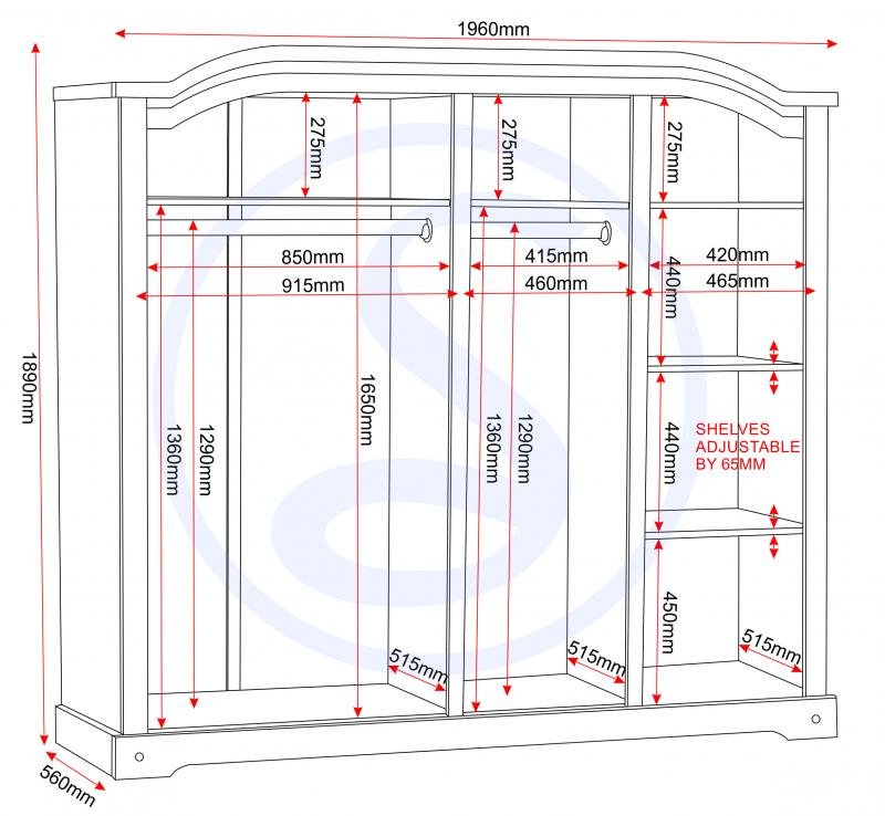 Corona 4 Door Wardrobe in Distressed Waxed Pine - Image 2