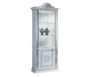 New Venus White and Silver Italian Single Door Display Unit