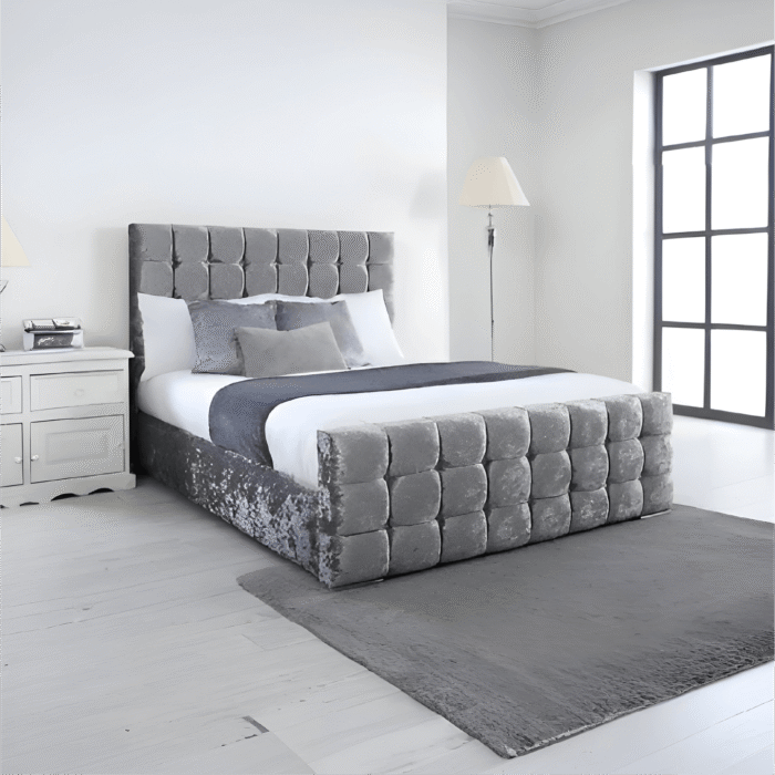 Berlin Chesterfield Crushed Velvet Fabric Bed Frames ALL SIZES AVAILABLE