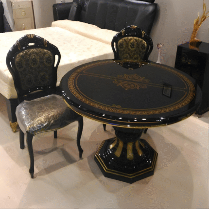 Betty Italian Dining Table + 4 Chairs (Black/Onyx & Gold) Ben Company