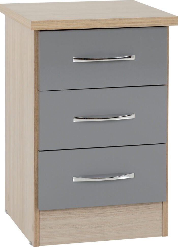 Nevada 2 Door 1 Drawer Wardrobe Bedroom Set Grey Gloss/Light Oak Effect Veneer - Image 2