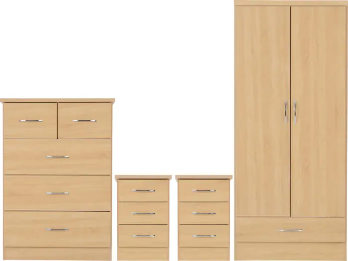 Nevada 2 Door 1 Drawer Wardrobe Bedroom Set Sonoma Oak Effect - Image 2