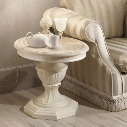 Greta Italian Lamp Table– High Gloss Cream and Gold Tuttomobili