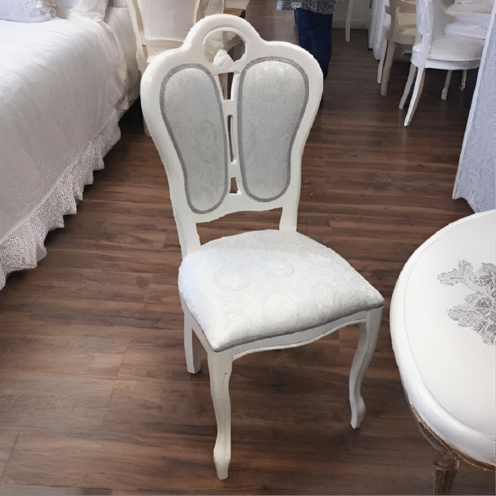 Ben Company New Venus White Italian Giglio Dining Chair in Pair