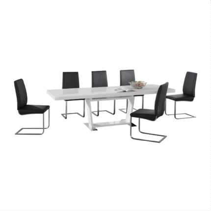 Maxwell Extending High Gloss Table with stainless steel base