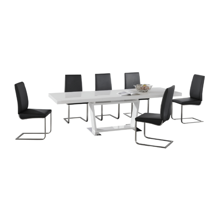 Maxwell Extending High Gloss Table with stainless steel base