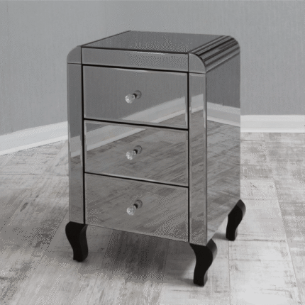 Smokey Mirrored 3 Drawer Bedside (MF2006)