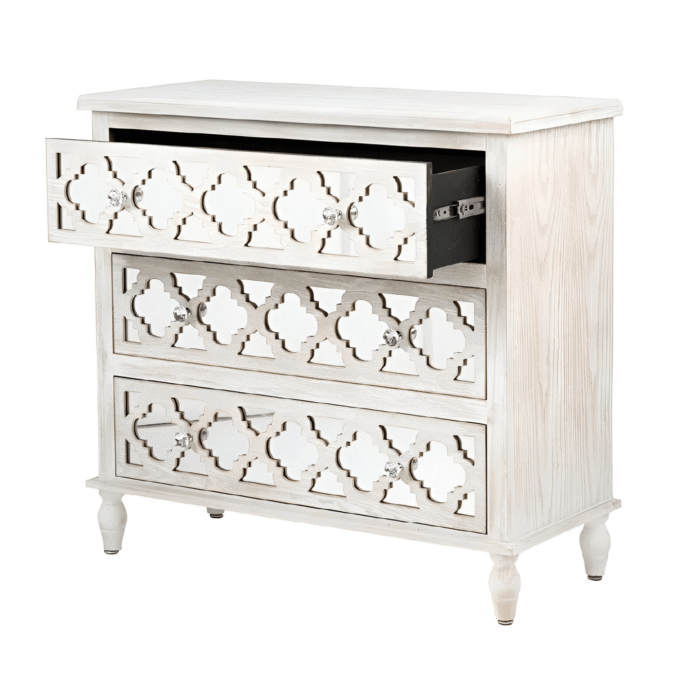 Hampton Beach Wooden 3 Drawer Chest with Mirror