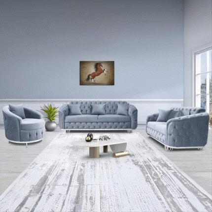 Stunning Design Chesterfield Almira 3+2 Sofa Bed Set  - Grey-Silver