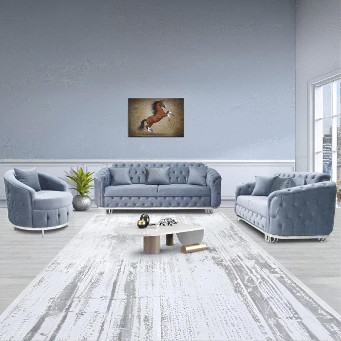 Stunning Design Chesterfield Almira 3+2 Sofa Bed Set  - Grey-Silver