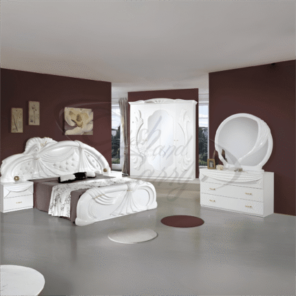 H2O Design Gina White Italian Bedroom Set with 4 Door Wardrobe and 3 Drawer Dresser