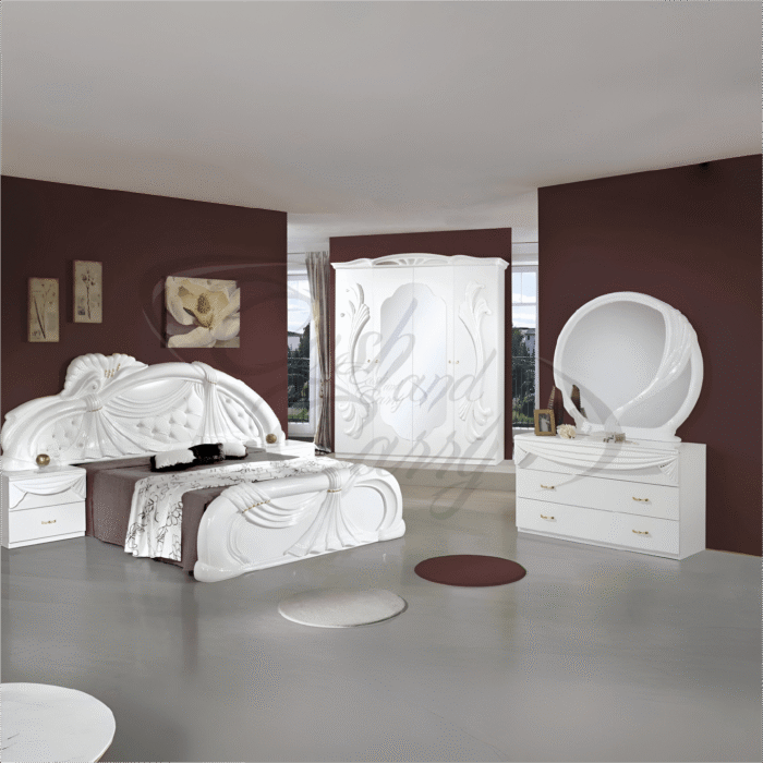 H2O Design Gina White Italian Bedroom Set with 4 Door Wardrobe and 3 Drawer Dresser