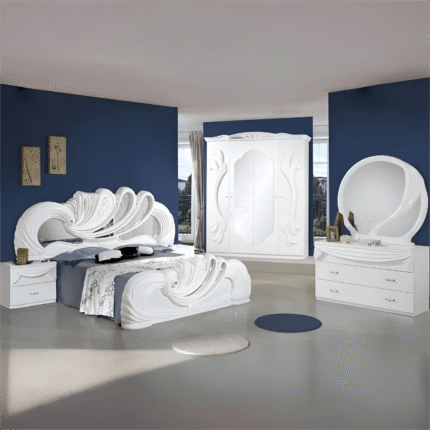 H2O Design Vanity2 White Italian Bedroom Set with 4 Door Wardrobe and 3 Drawer Dresser (Discontinued)