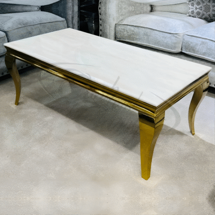Sofia Cream-Gold Frame Marble Top Coffee Table