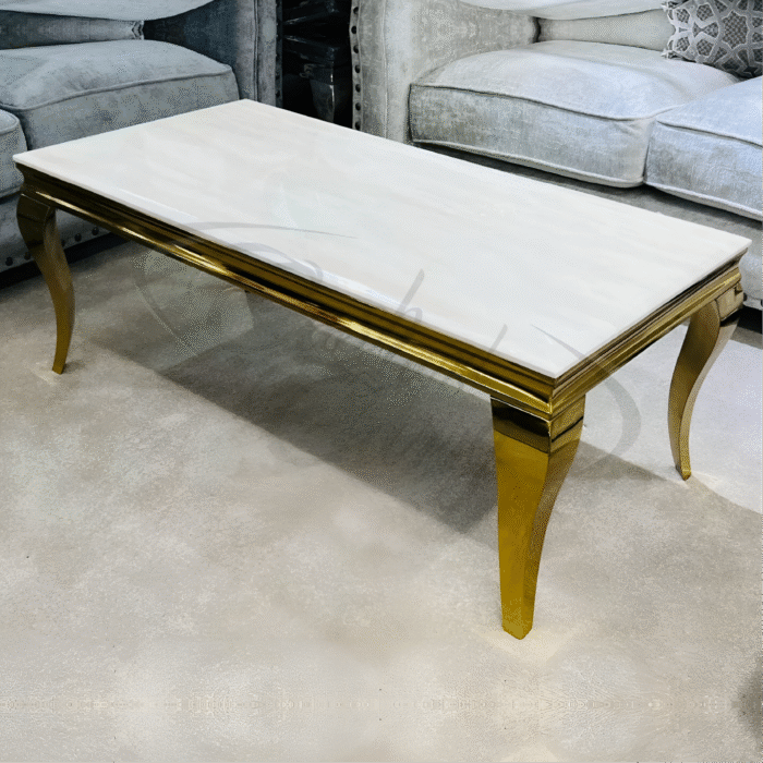 Sofia Cream-Gold Frame Marble Top Coffee Table