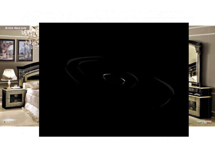 Luxury Camel Group Italian Aida 4Doors Black-Gold High Gloss Bedroom Set - Image 4