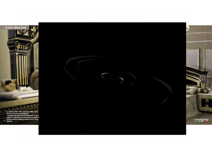 Luxury Camel Group Italian Aida 4Doors Black-Gold High Gloss Bedroom Set - Image 2