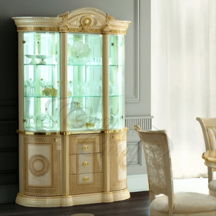 Luxury MEDUSA AIDA Italian Cream & Gold 3 Door Display Cabinet by Camel Group Italy