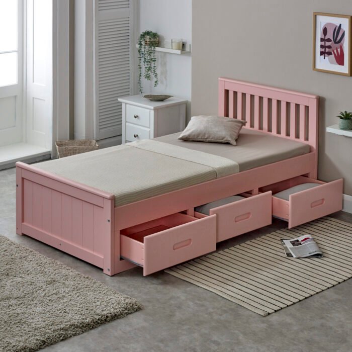 Mission Single Bed with Drawer Pink - Image 2