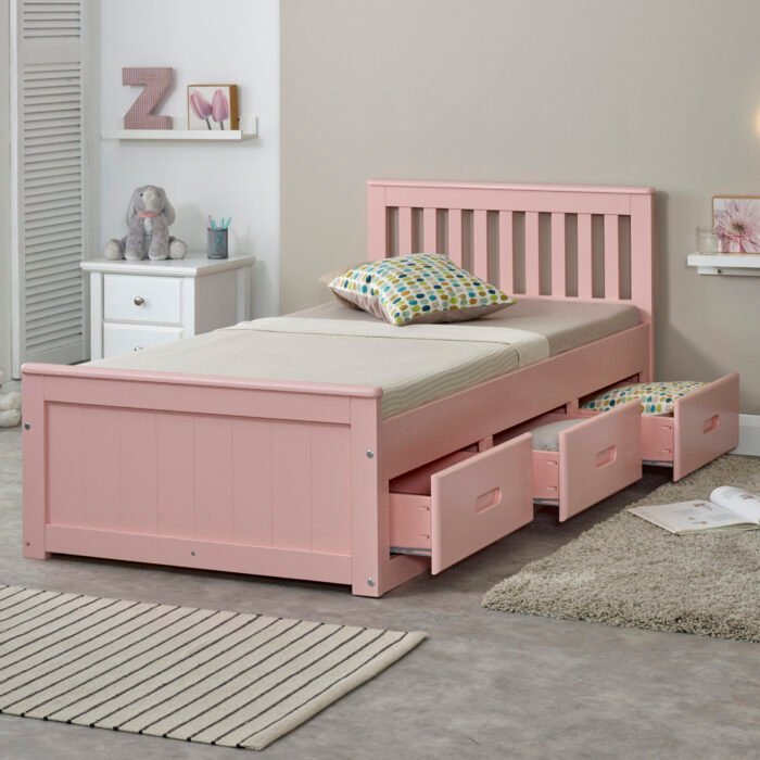 Mission Single Bed with Drawer Pink