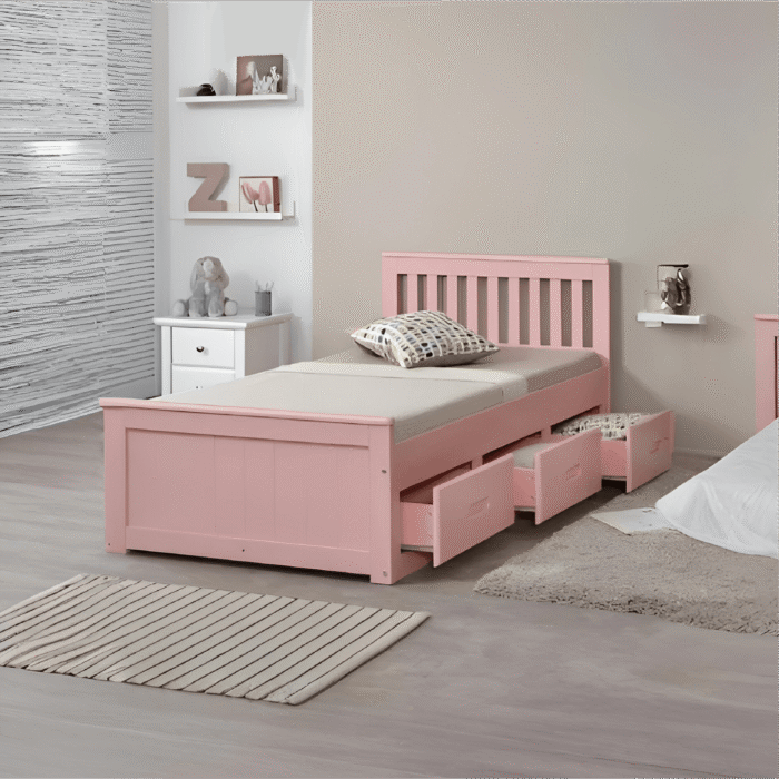 Mission Single Bed with Drawer Pink