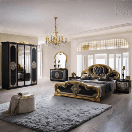 Clarissa Nero/Black Gold Bedroom Furniture Set