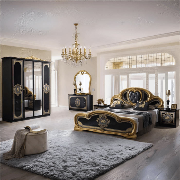 Clarissa Nero/Black Gold Bedroom Furniture Set