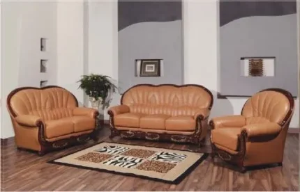 Custom Made Faux Leather Sofa Set