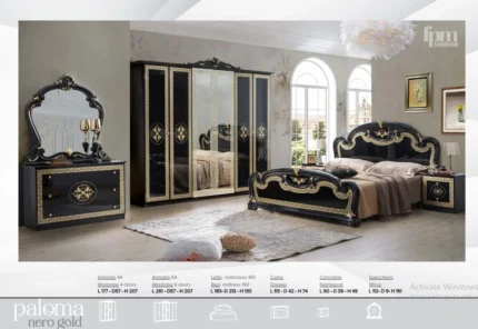 Paloma Nero Gold Bedroom Furniture Set