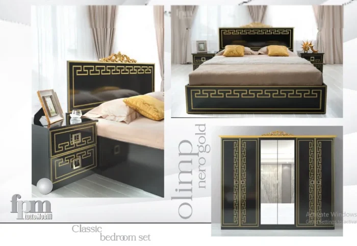 Olimp Nero Gold Bedroom Furniture Set