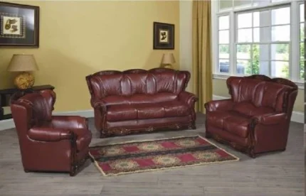 Maroon Leather Sofa Suite