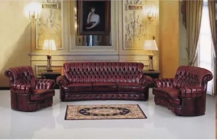 Monks Red Leather Chesterfield Sofa