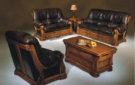 Florence 3+2+1 Brown Leather Sofa Set