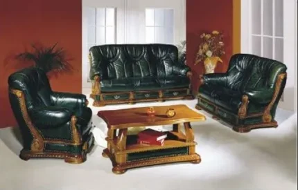 RUSTIC ITALIAN LEATHER 3 + 1 + 1 SOFA SUITE